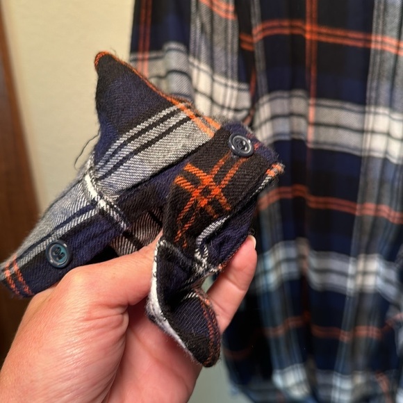Melloday‎ women’s button up flannel shirt blue & orange size medium - Picture 3 of 5